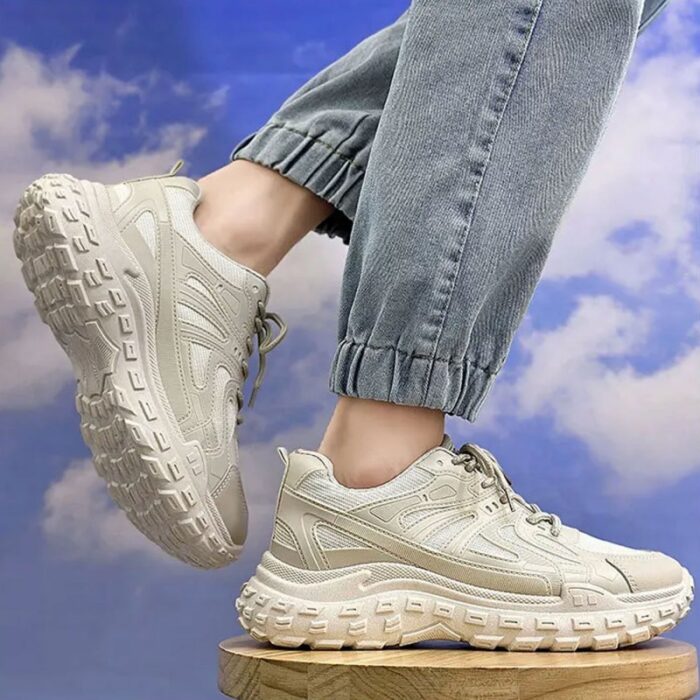 ⁦حذاء كاجوال جلد للرجال لون بيج⁩ - الصورة ⁦5⁩