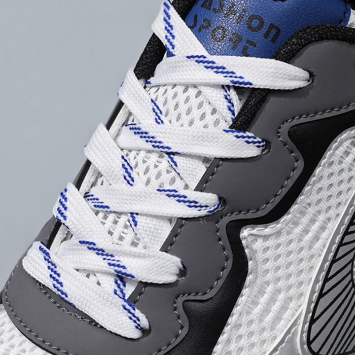 ⁦حذاء رياضي بتصميم شبكي ونعل سميك للرجال لون رمادي وأبيض- Fashion Mens Sneakers Breathable Running Shoes⁩ - الصورة ⁦5⁩