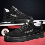 ⁦حذاء رياضي جلد للرجال لون أسود- Fashion Mens Leather Sneakers Shoes⁩ - الصورة ⁦3⁩