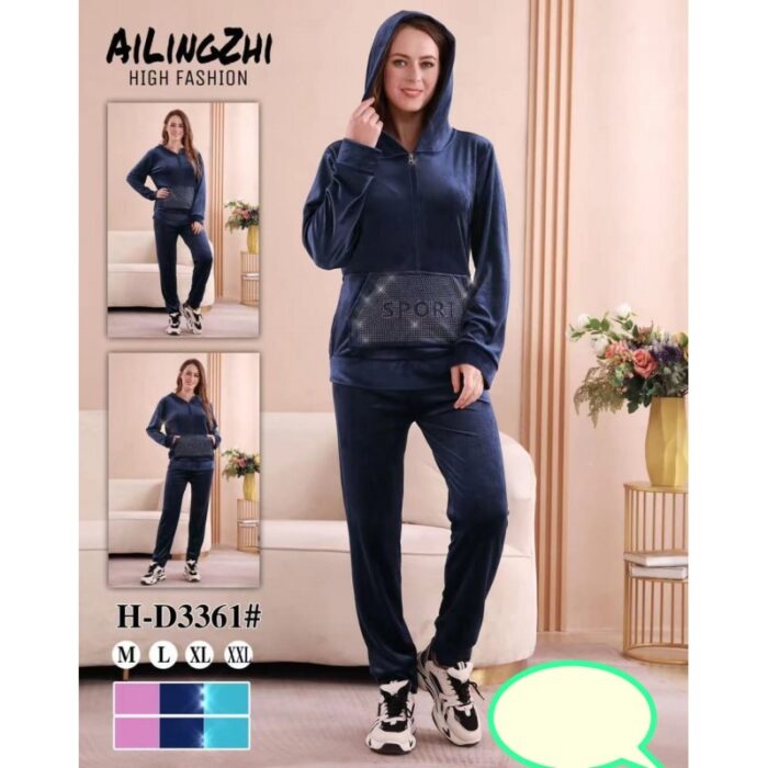 ⁦بجامة نسائية مُكونة من قطعتين لون كحلي⁩ - الصورة ⁦2⁩