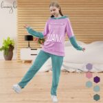 بجامة نسائية مُكونة من قطعتين لون زهري