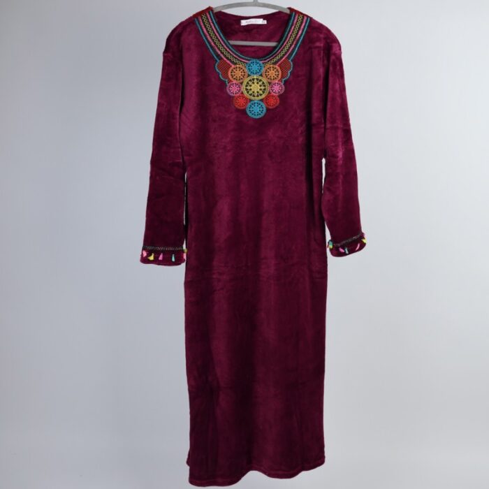 10328135_67db8d71e774f دشداشة فرو نسائية لون خمري - الصورة 1