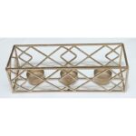 ⁦شمعدان معدن ذهبي لثلاث شمعات صغار .. قياس 26*8*8 سم⁩ - الصورة ⁦2⁩