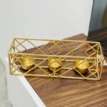 ⁦شمعدان معدن ذهبي لثلاث شمعات صغار .. قياس 26*8*8 سم⁩ - الصورة ⁦5⁩