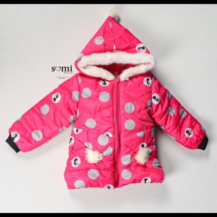 10328595_67db8f0bb9d86 سترة مبطنة فرو للأطفال لون فوشي وتصميم دوائر من Sami Boutique - الصورة 1