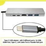 ⁦موزع بـ6 منافذ لون رمادي - USB Type C Multifunction 6 Port Adapter 6in1-BK⁩ - الصورة ⁦5⁩