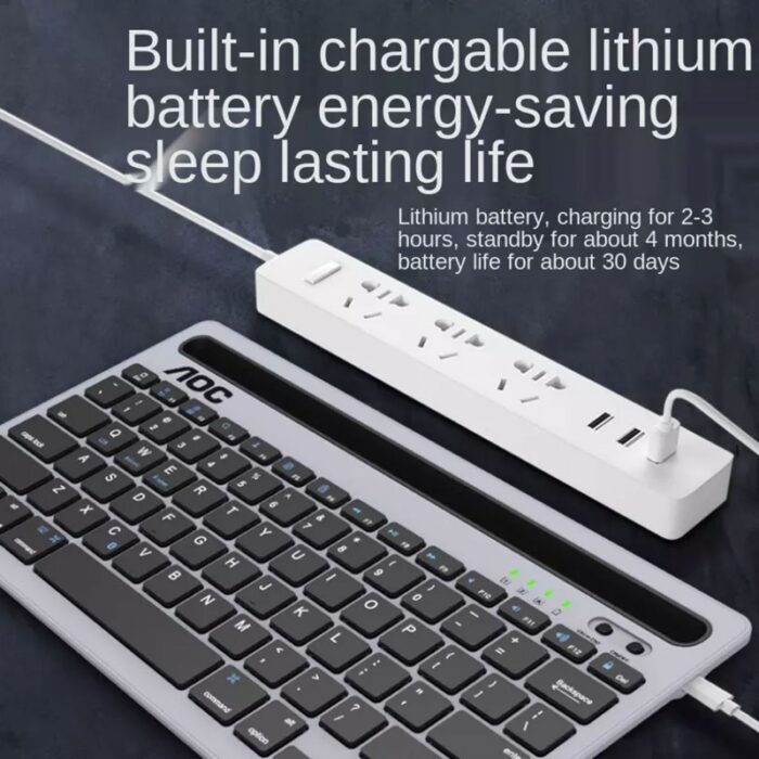 ⁦لوحة المفاتيح كيبورد بلوتوث متعدد الاجهزة لون أبيض- AOC KB701 Bluetooth Wireless Keyboard⁩ - الصورة ⁦4⁩