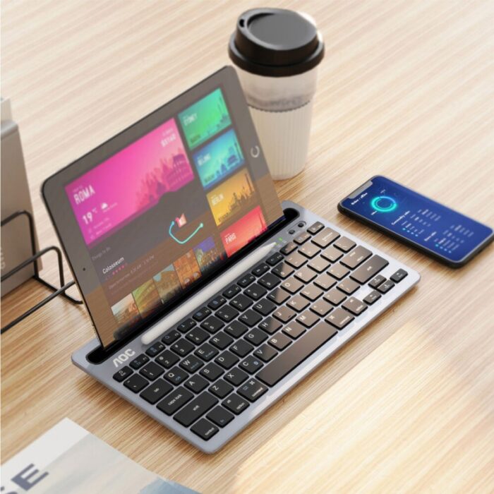 ⁦لوحة المفاتيح كيبورد بلوتوث متعدد الاجهزة لون أبيض- AOC KB701 Bluetooth Wireless Keyboard⁩ - الصورة ⁦7⁩