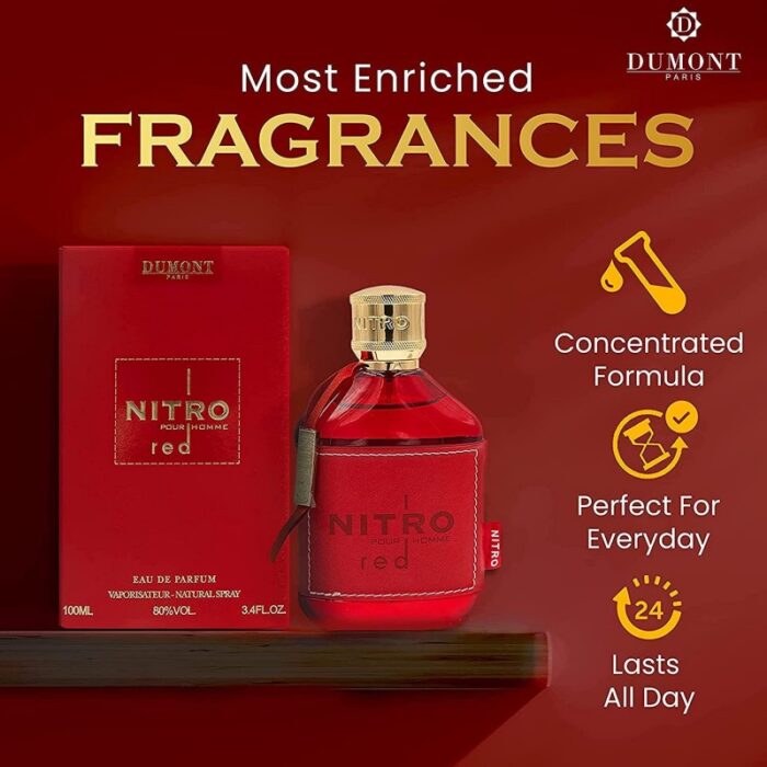 ⁦عطر نيترو ريد (الأحمر) من ديمونت للرجال سعة 100 مل - Nitro Red Pour Homme EDP By Dumont For Men 100ml⁩ - الصورة ⁦6⁩