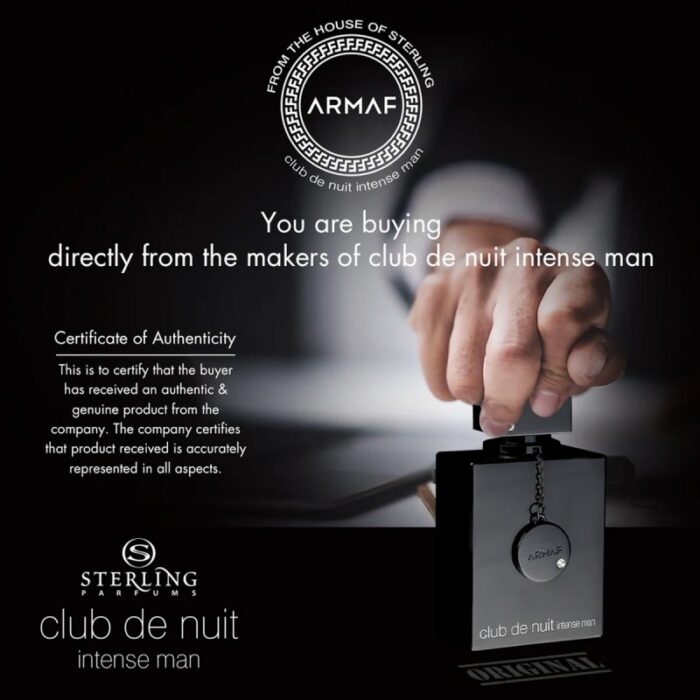 ⁦Club De Nuit Intense EDT By Armaf for Mens 105 ML  - عطر كلوب دي نوي انتنس من ارماف للرجال سعة 105 مل⁩ - الصورة ⁦4⁩