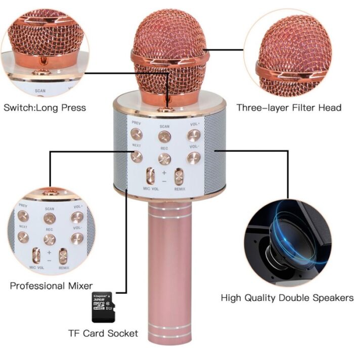 ⁦مايكروفون لاسلكي كاريوكي Wireless Bluetooth Karaoke Microphone Singing Handheld Smartpnone Speaker Mic for Home KTV Outdoor Party⁩ - الصورة ⁦6⁩