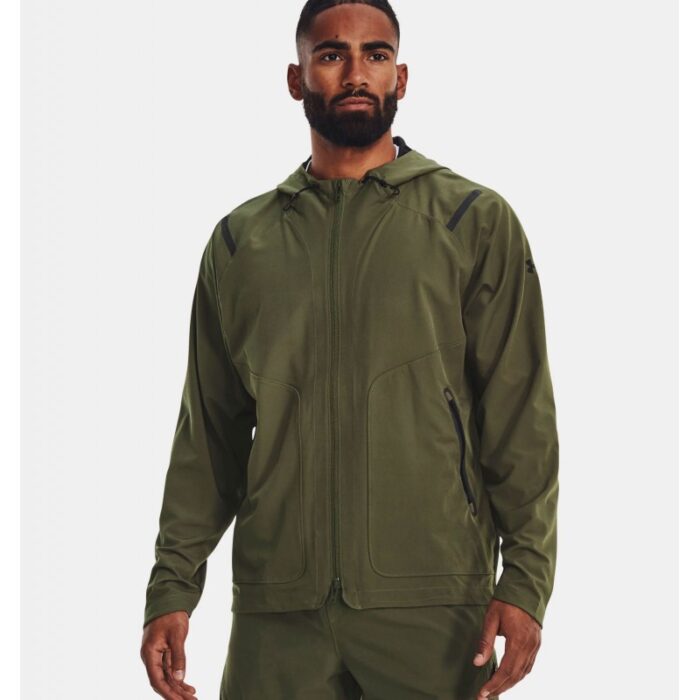 10329007_67db90c0025a6 جاكيت أندر آرمرانستوببال ضد الماء للرجال لون زيتي- Under Armour Men's Unstoppable Jacket - الصورة 1