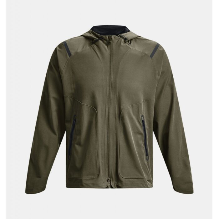⁦جاكيت أندر آرمرانستوببال ضد الماء للرجال لون زيتي- Under Armour Men's Unstoppable Jacket⁩ - الصورة ⁦6⁩