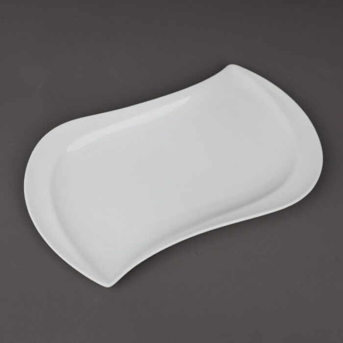 ⁦صحن بورسلان لون أبيض قياس 27.5*14.5 سم⁩ - الصورة ⁦4⁩