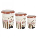 طقم سلة مهملات بلاستيك عدد 3 بأحجام مختلفة لون بني