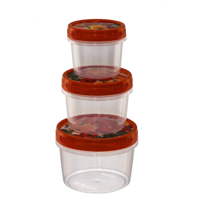 ⁦طقم مطربانات بلاستيك بغطاء لف عدد 3 سعة (280 مل ،500 مل، 800 مل)⁩ - الصورة ⁦1⁩