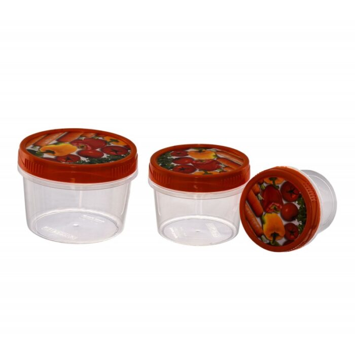 ⁦طقم مطربانات بلاستيك بغطاء لف عدد 3 سعة (280 مل ،500 مل، 800 مل)⁩ - الصورة ⁦2⁩