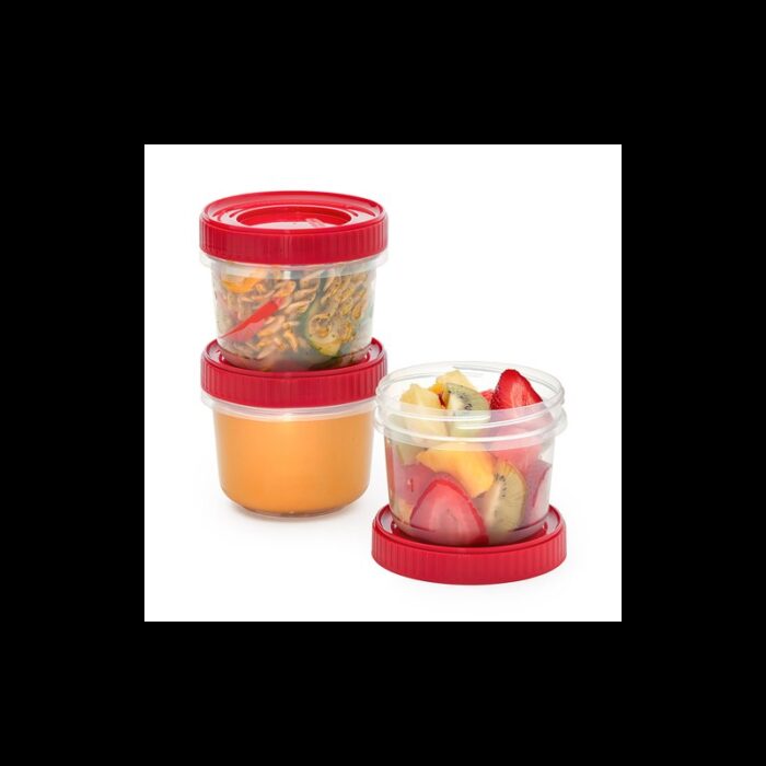 ⁦طقم مطربانات بلاستيك بغطاء لف عدد 3 سعة (280 مل ،500 مل، 800 مل)⁩ - الصورة ⁦3⁩