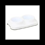 صحن للحيوانات مقسم قسمين لون أبيض (0.4 +0.4 لتر)