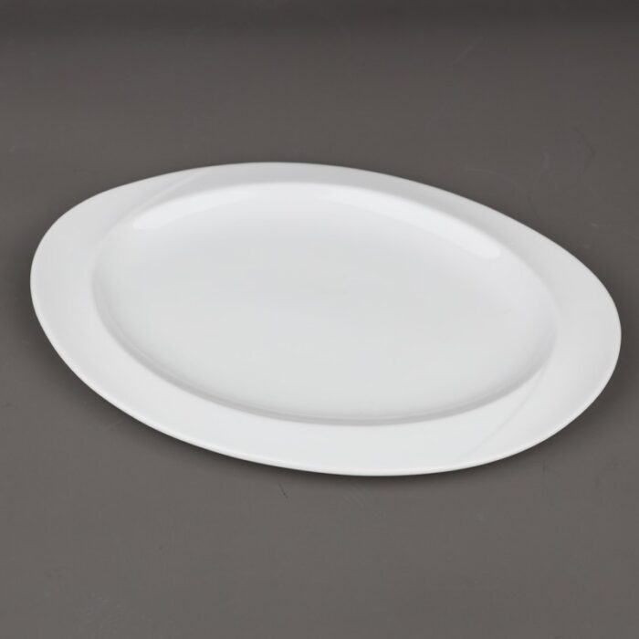 ⁦صحن بورسلان بيضاوي لون أبيض قياس 30*21 سم⁩ - الصورة ⁦3⁩