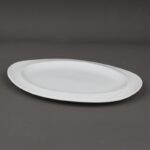 ⁦صحن بورسلان بيضاوي لون أبيض قياس 30*21 سم⁩ - الصورة ⁦4⁩