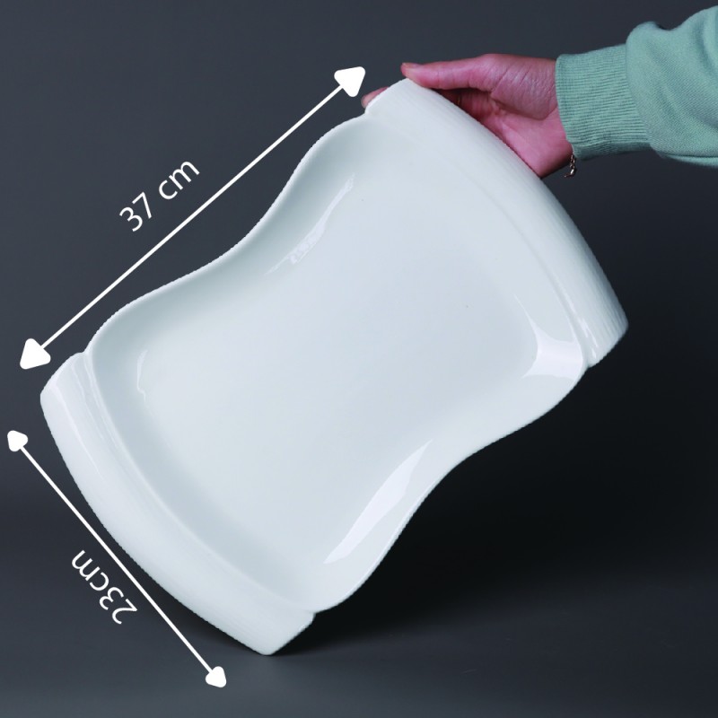 ⁦جاط بورسلان ثقيل لون أبيض قياس 32*22 سم⁩ - الصورة ⁦1⁩