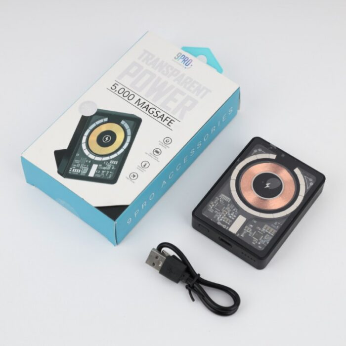 ⁦شاحن مغناطيسي قوة 20 واط من 9 برو -9Pro Transparent Power 5,000 Magsafe⁩ - الصورة ⁦2⁩