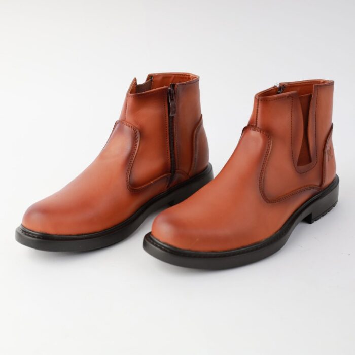 10329191_67db91a40c8a5 حذاء جلد رسمي كاحل متوسط الارتفاع لون عسلي - الصورة 1