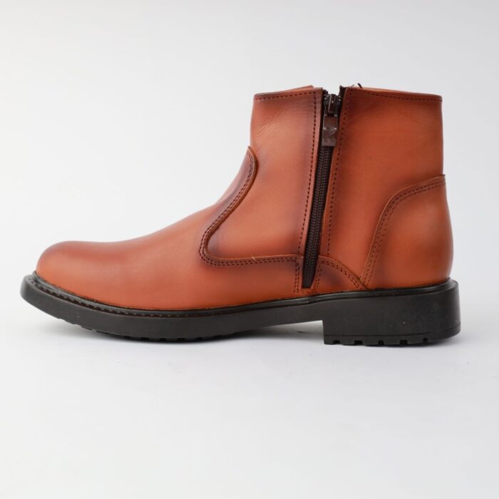 ⁦حذاء جلد رسمي كاحل متوسط الارتفاع لون عسلي⁩ - الصورة ⁦3⁩