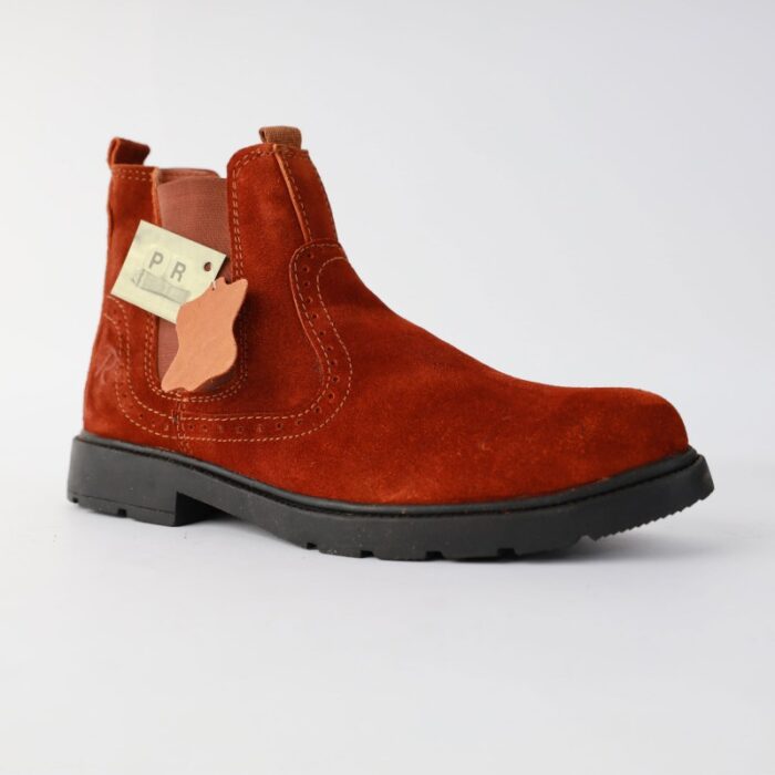 ⁦حذاء مخمل رسمي كاحل متوسط الارتفاع لون كرميدي⁩ - الصورة ⁦3⁩