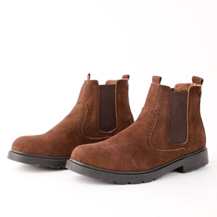 10329200_67db91a8ef1c2 حذاء مخمل رسمي كاحل متوسط الارتفاع لون بني - الصورة 1