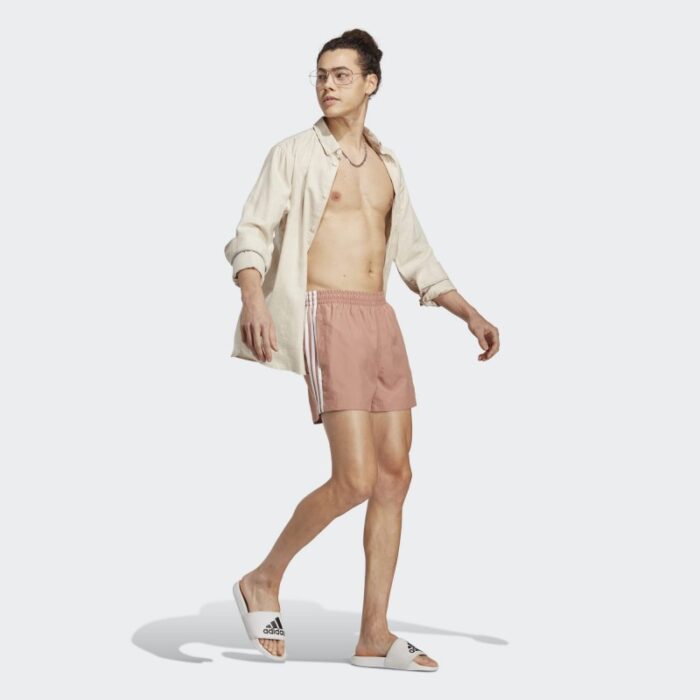 شورت اديداس ادي كلر ثلاث خطوط للرجال لون بني فاتح -adidas Mens' Originals Adicolor 3-Stripes Swim Shorts - Brown - Image 5