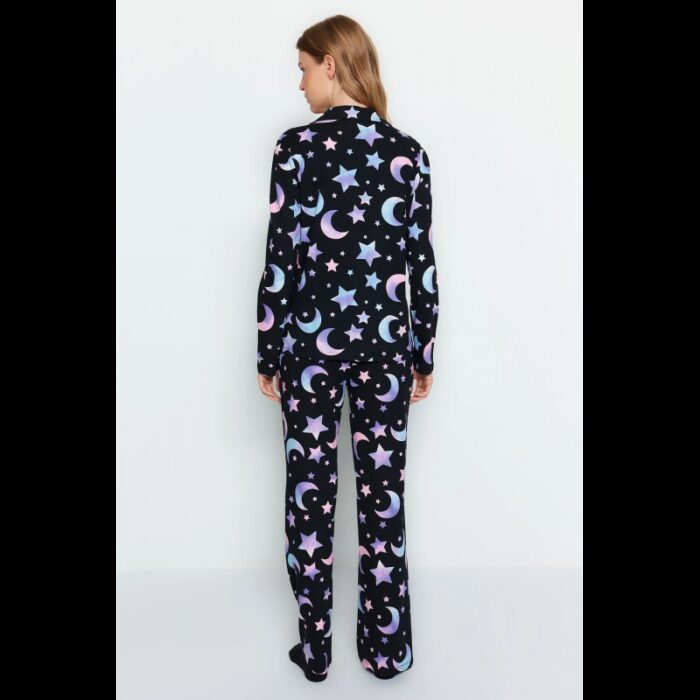 ⁦بيجامة تركية  بأزرار وأكمام طويلة  لون أسود⁩ - الصورة ⁦7⁩