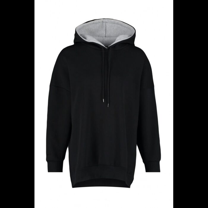 ⁦بلوزة تركية صوف رياضي بقصة واسعة للنساء لون رمادي وأسود⁩ - الصورة ⁦5⁩