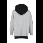 ⁦بلوزة تركية صوف رياضي بقصة واسعة للنساء لون رمادي وأسود⁩ - الصورة ⁦7⁩