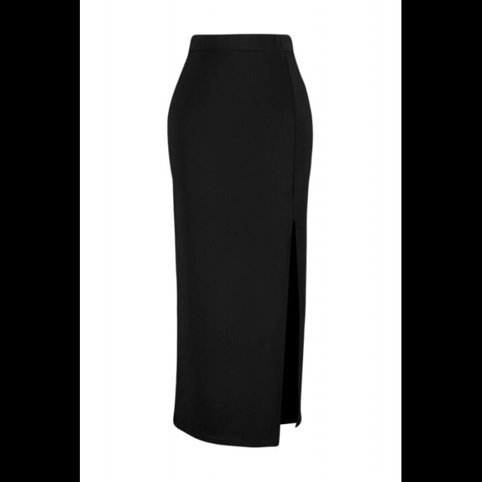 ⁦تنورة طويلة تركي ماكسي بخصر مرتفع للنساء لون أسود⁩ - الصورة ⁦4⁩