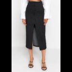 ⁦تنورة طويلة تركي ماكسي بخصر مرتفع للنساء لون أسود⁩ - الصورة ⁦2⁩