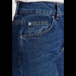 ⁦بنطلون تركي جينز ساق عريض بخصرعالي للنساء لون أزرق غامق⁩ - الصورة ⁦5⁩