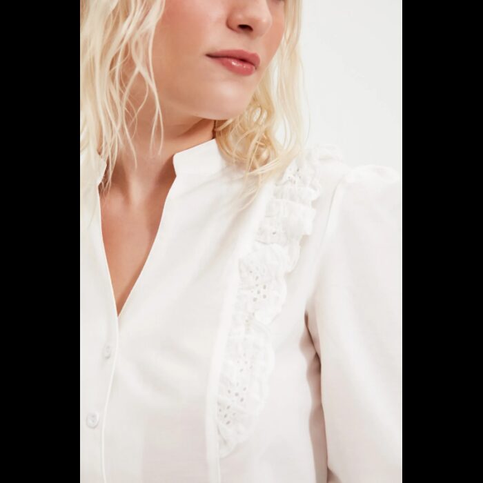 ⁦قميص تركي منسوج من القطن والدانتيل للنساء لون أبيض⁩ - الصورة ⁦8⁩