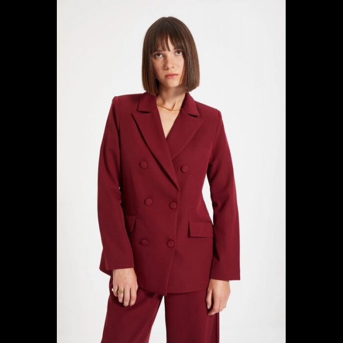 ⁦بليزر تركي مبطن للنساء لون خمري⁩ - الصورة ⁦2⁩