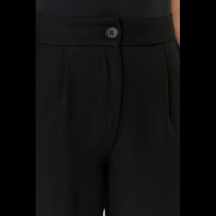 ⁦بنطلون تركي منسوج بساق واسعة للنساء لون أسود⁩ - الصورة ⁦8⁩