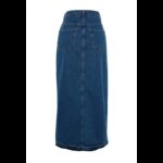 ⁦تنورة تركي دنيم ماكسي بفتحة للنساء لون أزرق⁩ - الصورة ⁦5⁩