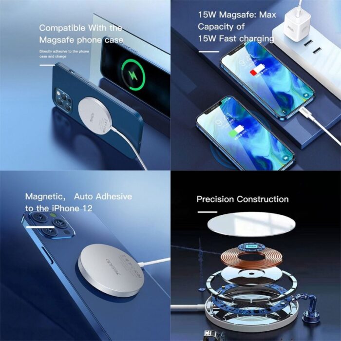 ⁦شاحن لاسلكي لأجهزة آبل مغ سيف 15 وات من ياسيدو لون أبيض-Yesido DS10 Magsafe Charger Compatible 5W / 7.5W / 10W 15W⁩ - الصورة ⁦3⁩