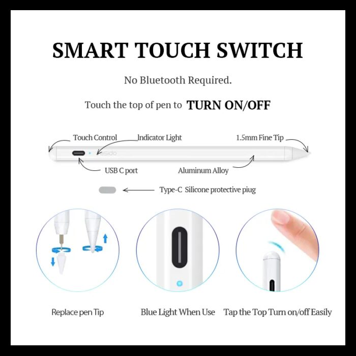 ⁦قلم تاتش تفاعلي أكتيف حساس لأجهزه أيباد من يسيدو - Yesido ST06 Active Touch Screen Pen⁩ - الصورة ⁦5⁩