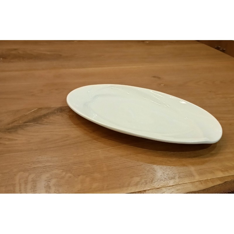 ⁦صحن بورسلان بيضاوي لون أبيض أبعاده 14*25 سم⁩ - الصورة ⁦1⁩