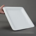 ⁦صحن بورسلان مربع لون أبيض أبعاده 33*33 سم⁩ - الصورة ⁦2⁩