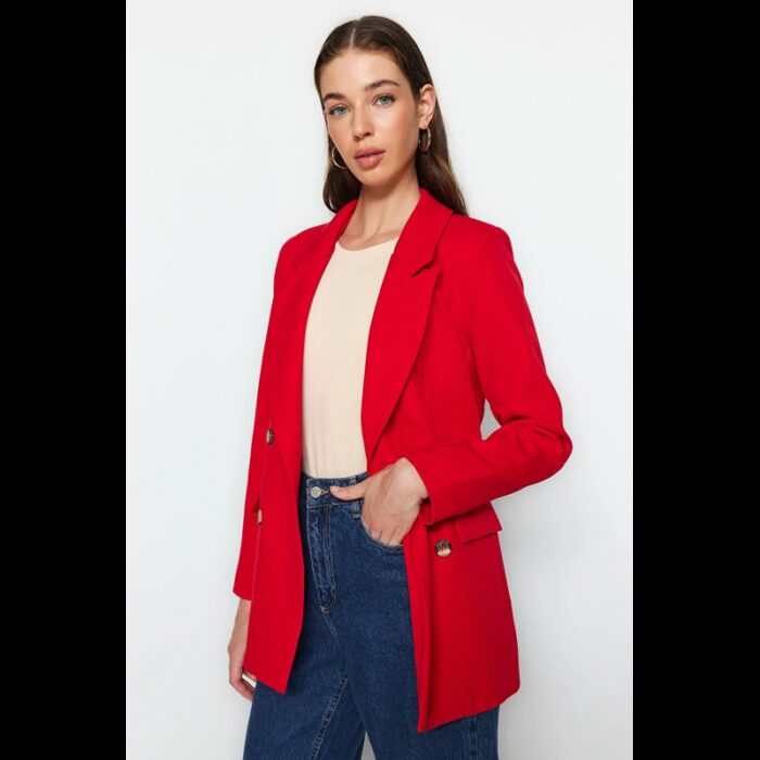 ⁦بليزر تركي للنساء لون أحمر⁩ - الصورة ⁦3⁩