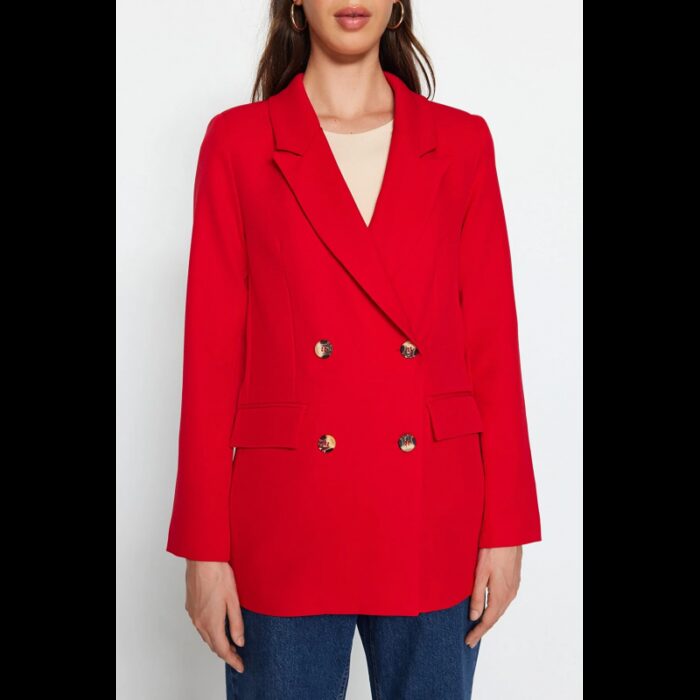 ⁦بليزر تركي للنساء لون أحمر⁩ - الصورة ⁦4⁩