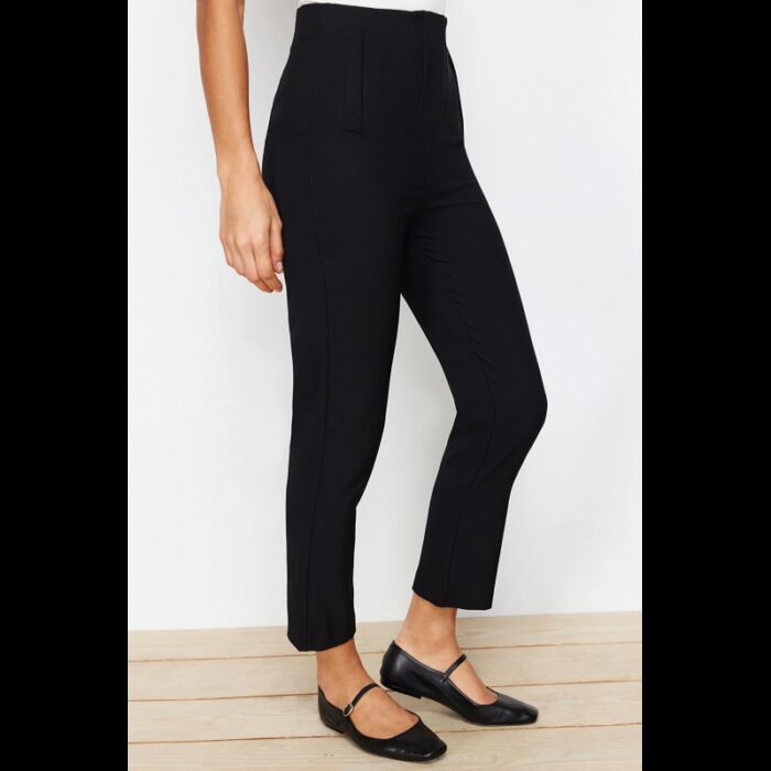 ⁦بنطلون تركي بخصر عالٍ طول الكاحل للنساء لون أسود⁩ - الصورة ⁦4⁩