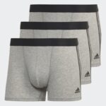 بوكسر اديداس اكتيف فليكس (3 قطع) للرجال لون سكني- adidas Mens' Active Flex Cotton 3-Stripes Trunk Briefs Boxer - Grey